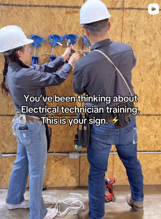 Electrical Technician students wiring junction boxes