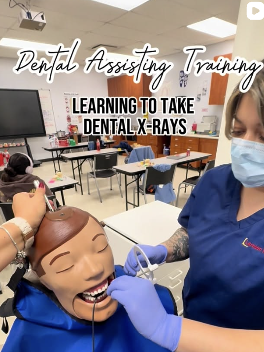 Dental Assisting student learning to take dental X-rays