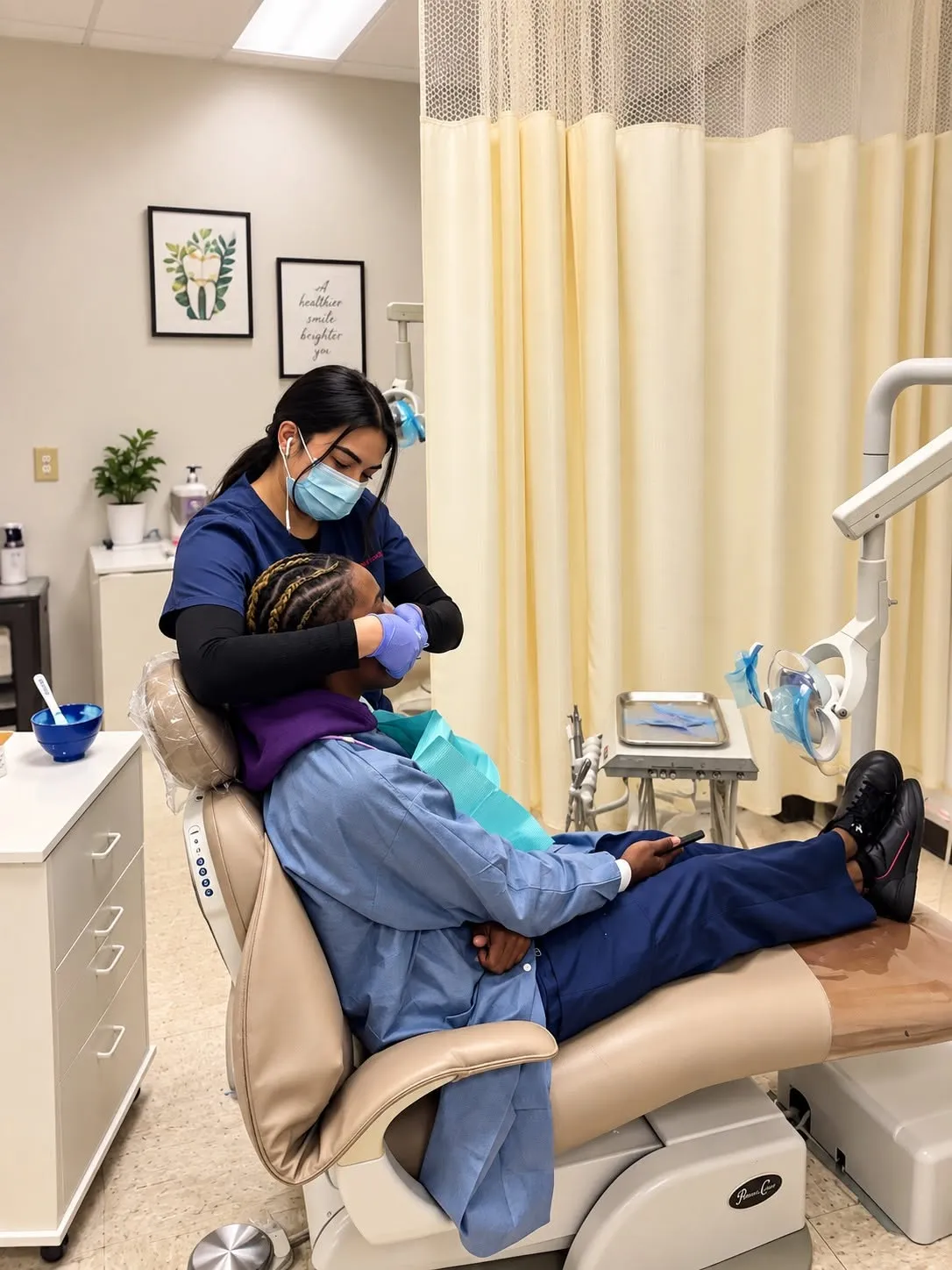 Lamson Dental Assisting student working chairside
